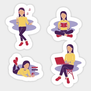 Girl Stay Home Activity Sticker